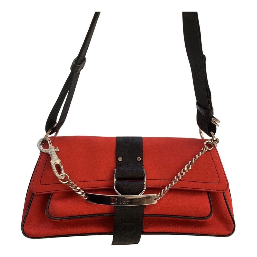 Christian Dior Red Jersey Hardcore Shoulder Bag w/ Rhinestone Chain